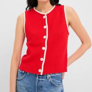 Alex Mill Vibrant Red Buttoned Tank Top